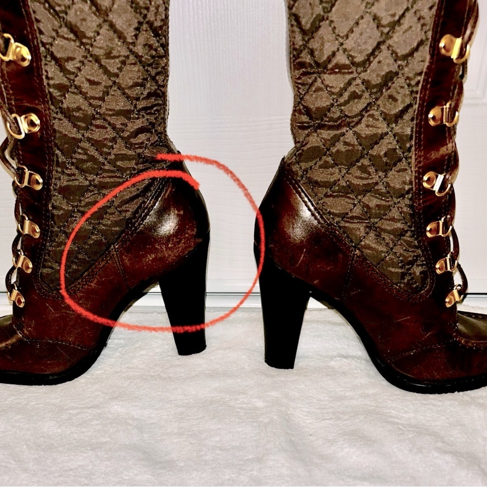 Michael kors winter lace up  leather quilted boots with fur. Size 7 , brown - Picture 5 of 15